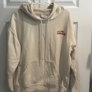 Cream Hoodie with Embroidered Logo